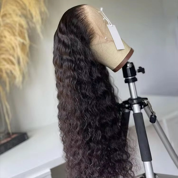 Water Wave 13×4 HD Lace Frontal Human Hair Wigs Glueless Pre Plucked & Bleached