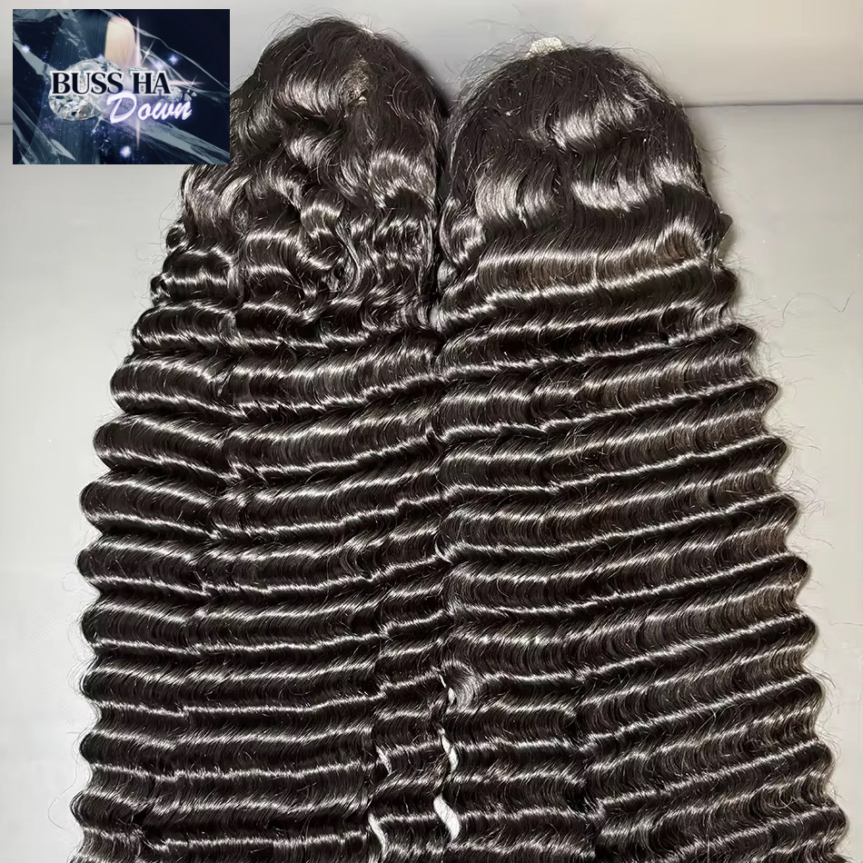 Natural Black 13x4 Lace Frontal Wig Glueless Human Hair Wigs 30 Inch Deep Wave 180% Density